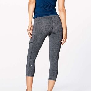 Lululemon Speed Up Crop 21" Heathered Black Size 6